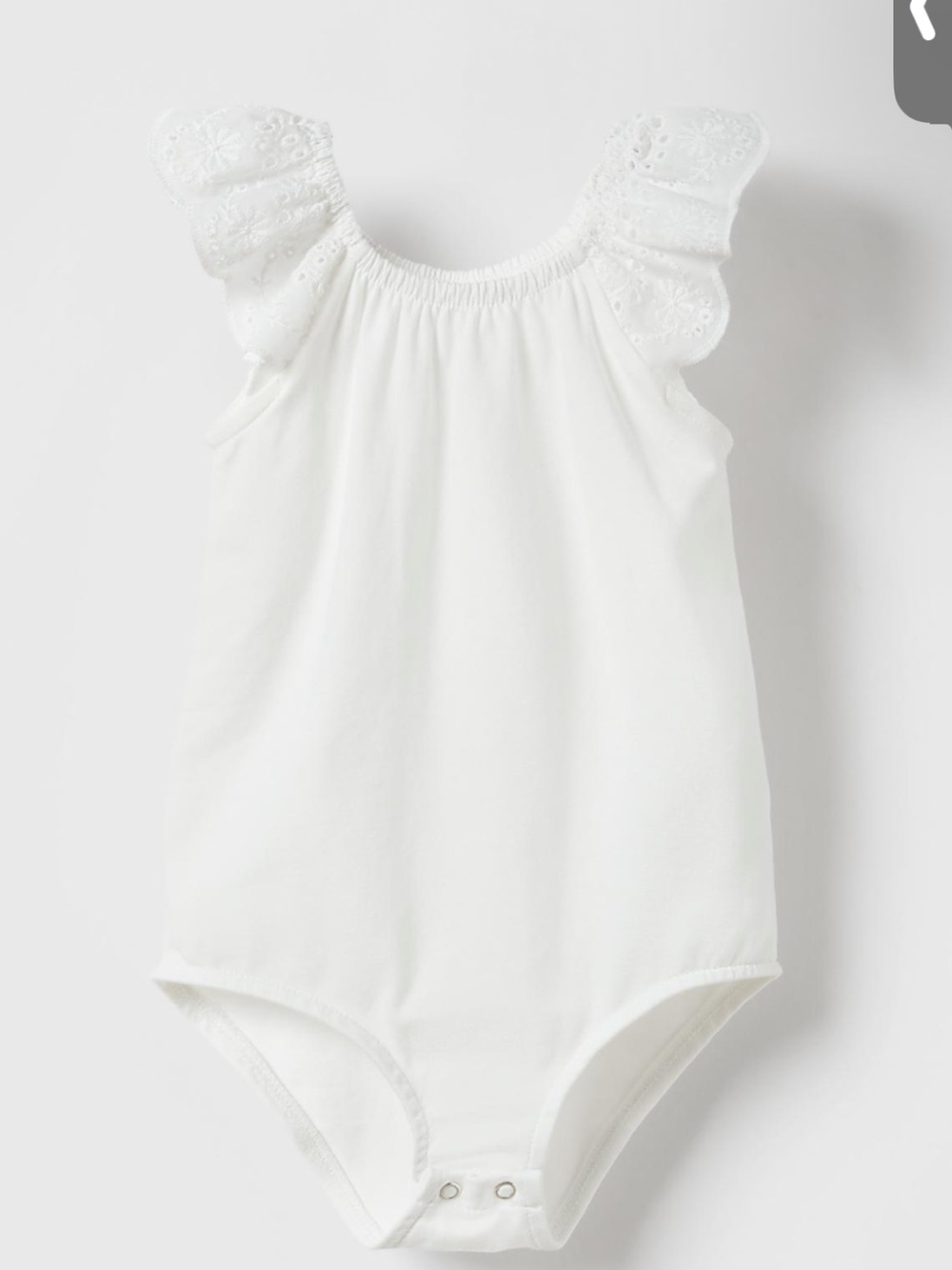 Zara White Eyelet Ruffle Baby Bodysuit
